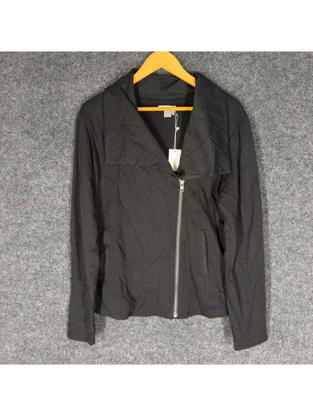 New Dalia Jacket Women L Large Black Full Zip Collared Long Sleeve Lined Rayon - Picture 3 of 10